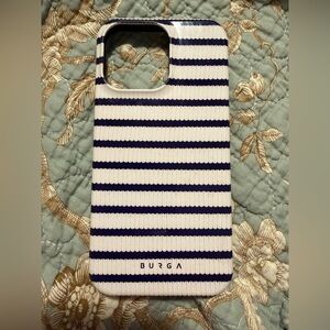 Burga iPhone 14 Pro Max Phone Case Sweater Stripes Navy White